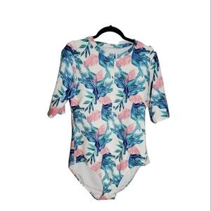 CONSERVATIVE Tropical Zip Up Swimsuit